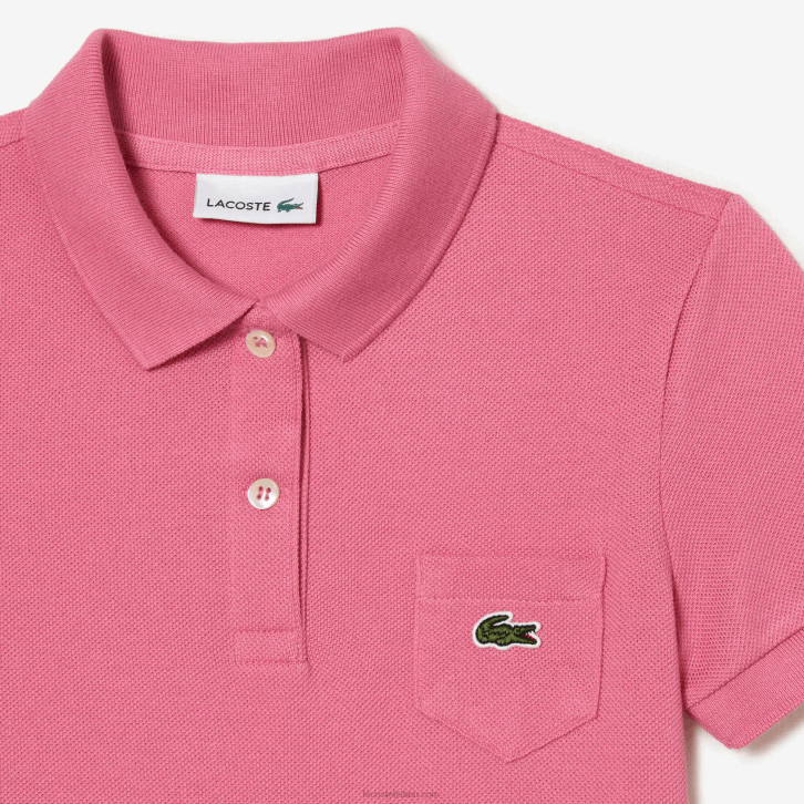 garotas Lacoste rosa 2r3 vestido polo de algodão 08D03081