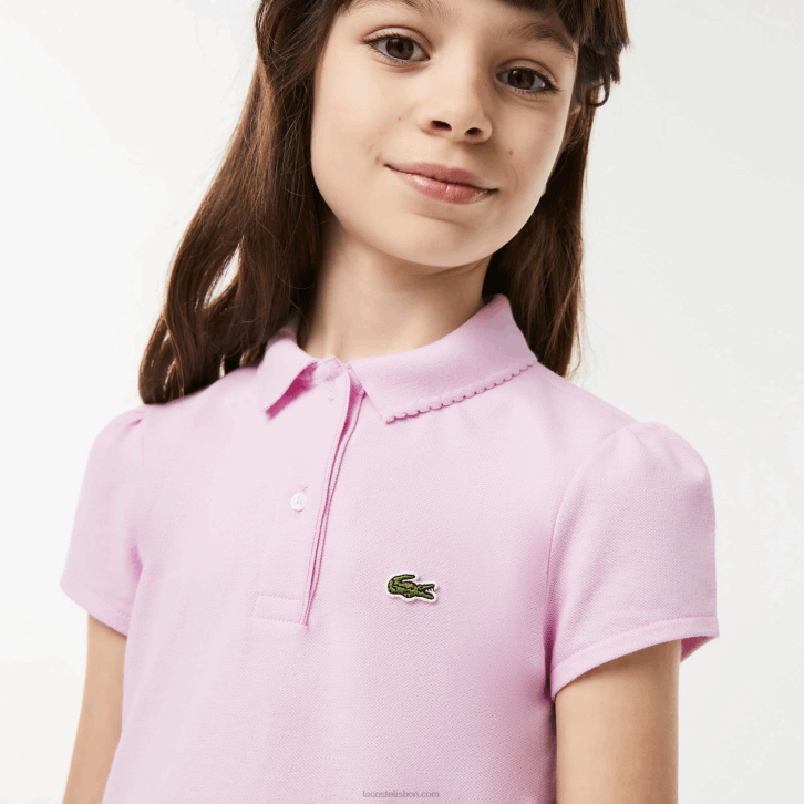 garotas Lacoste rosa z4h gola recortada mini polo piquê 08D02961