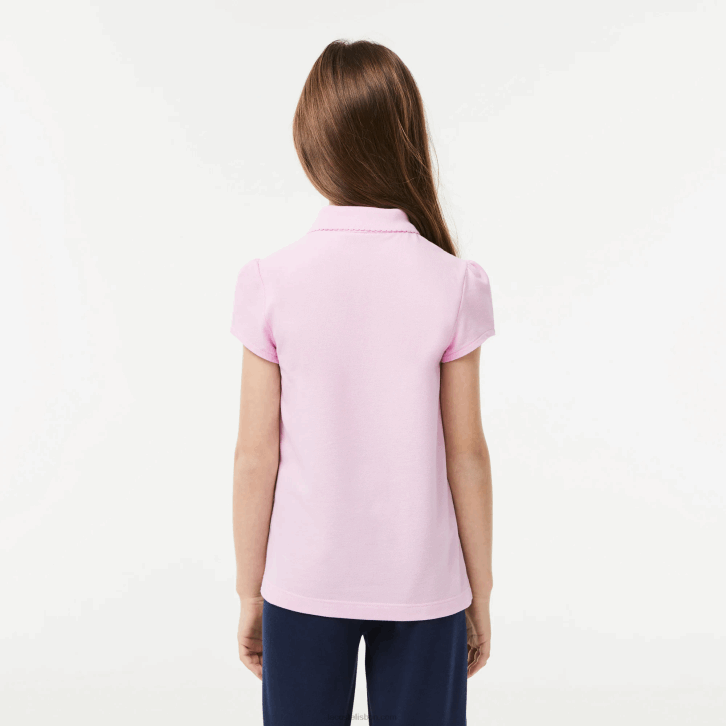 garotas Lacoste rosa z4h gola recortada mini polo piquê 08D02961