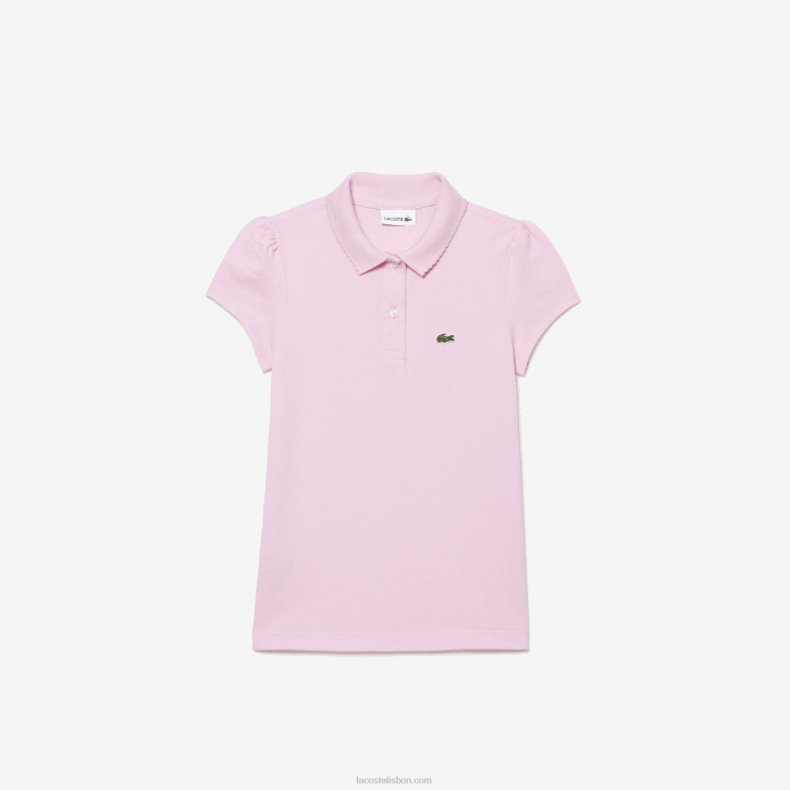 garotas Lacoste rosa z4h gola recortada mini polo piquê 08D02961
