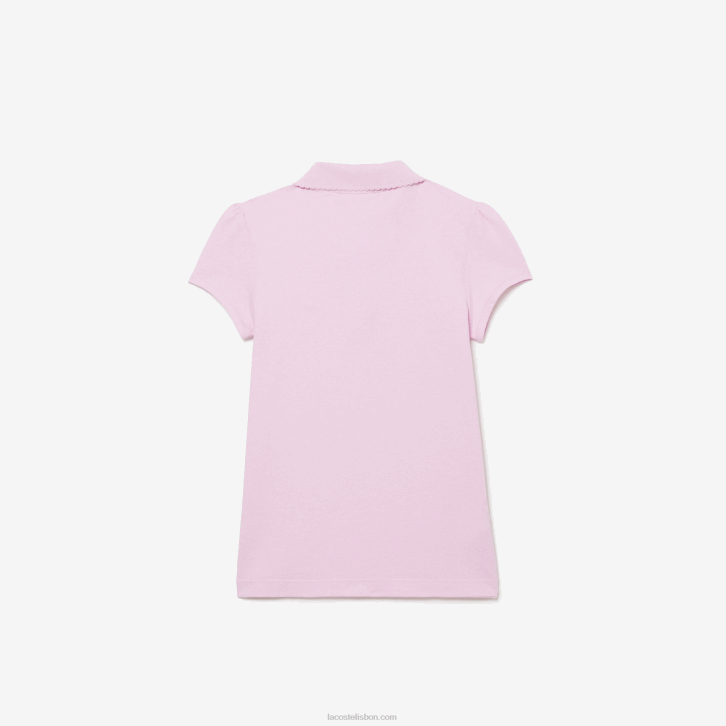 garotas Lacoste rosa z4h gola recortada mini polo piquê 08D02961