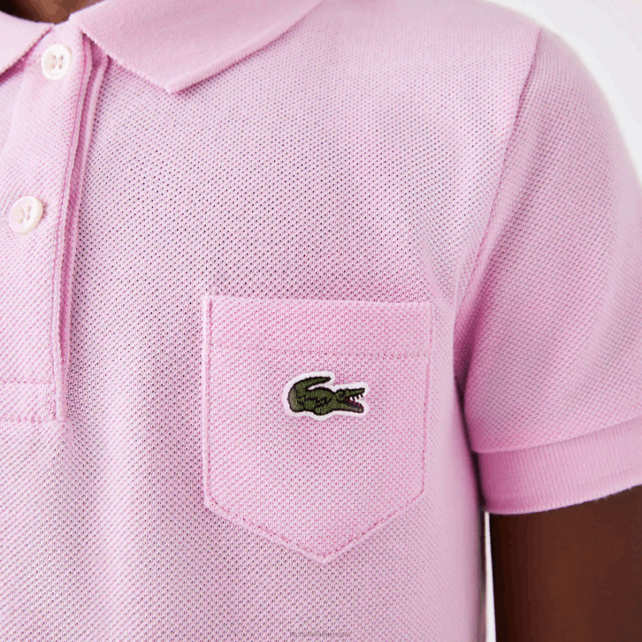 garotas Lacoste rosa z4h vestido polo de algodão 08D03288