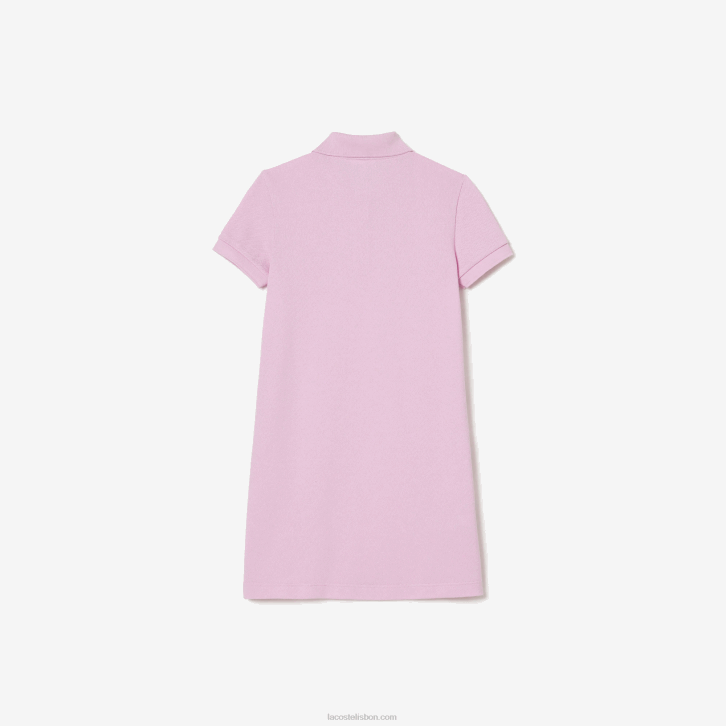 garotas Lacoste rosa z4h vestido polo de algodão 08D03288