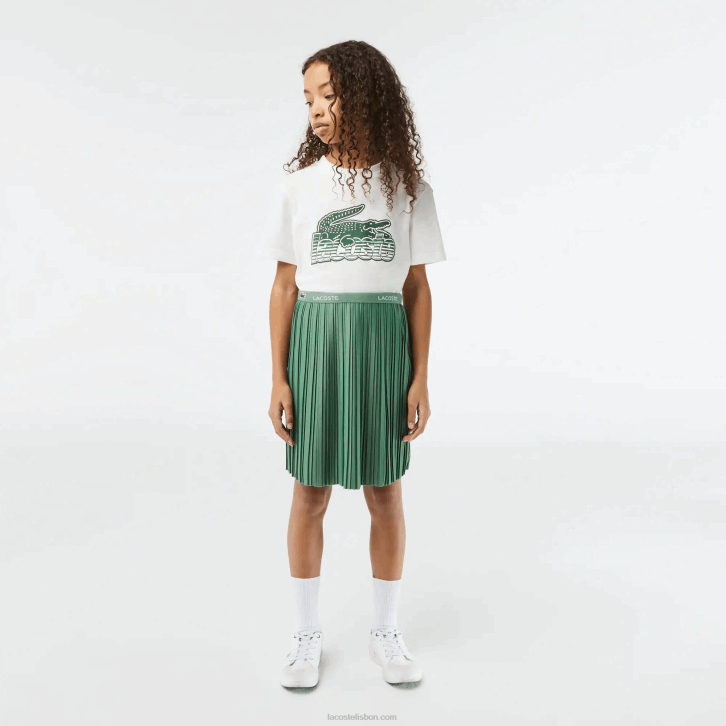 garotas Lacoste verde caqui kx5 saia de jérsei plissada 08D03090