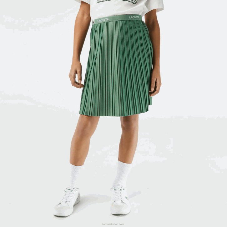 garotas Lacoste verde caqui kx5 saia de jérsei plissada 08D03090