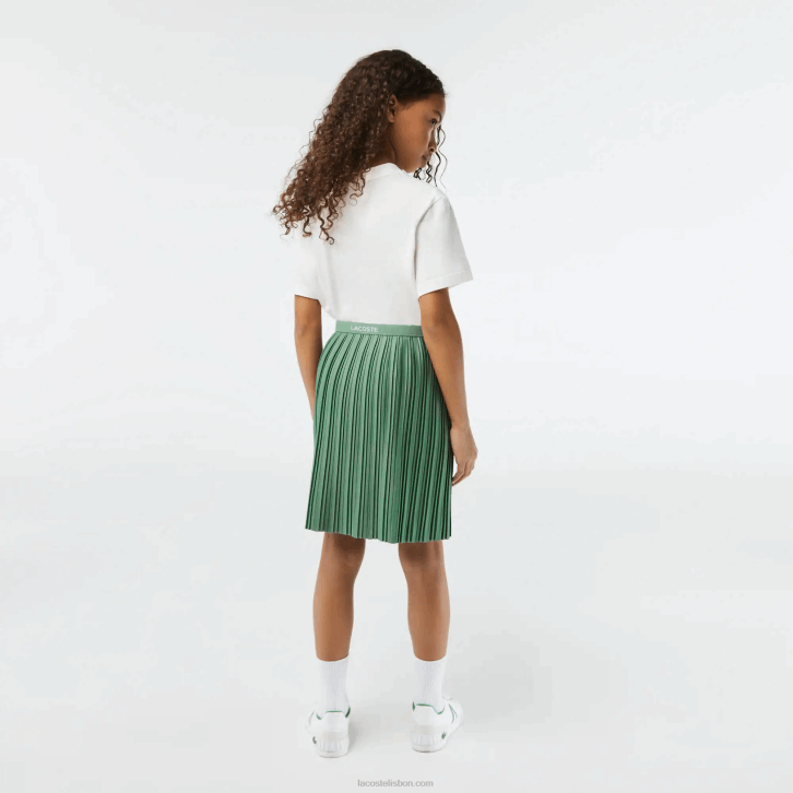 garotas Lacoste verde caqui kx5 saia de jérsei plissada 08D03090