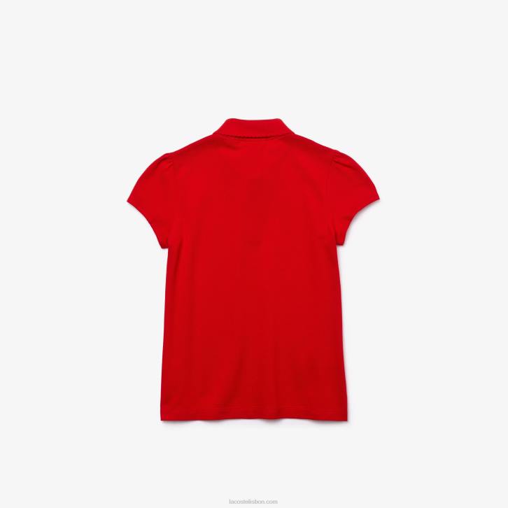 garotas Lacoste vermelho 240 gola recortada mini polo piquê 08D02948