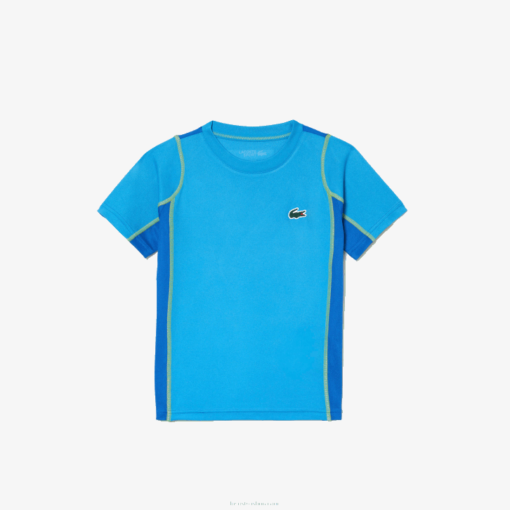 Rapazes Lacoste CD amarelo azul camiseta tênis piquê colorblock 08D03009