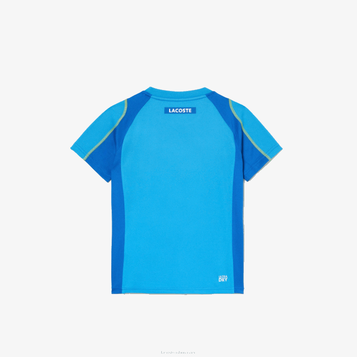Rapazes Lacoste CD amarelo azul camiseta tênis piquê colorblock 08D03009