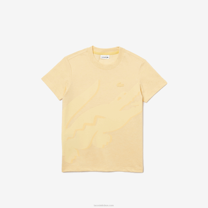 Rapazes Lacoste amarelo hbz camiseta piquê de algodão orgânico 08D03142