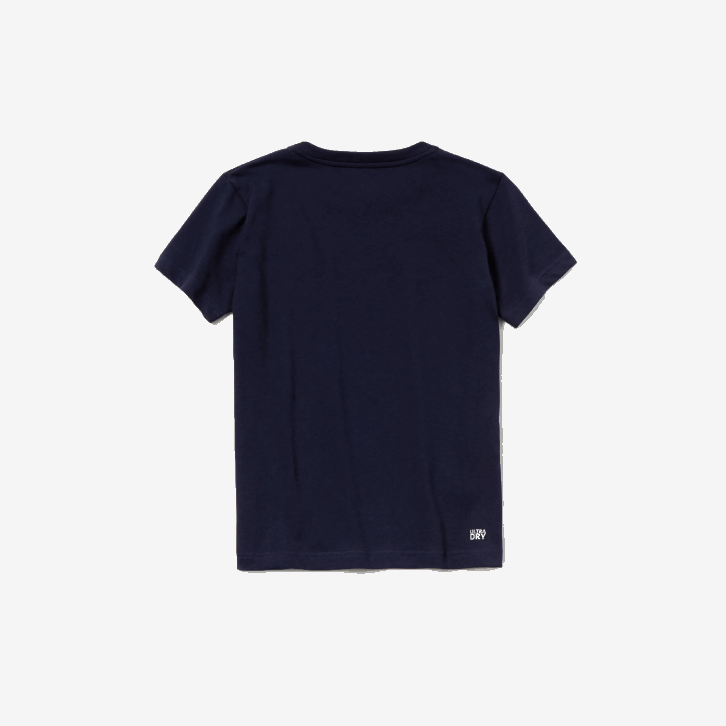 Rapazes Lacoste azul marinho 166 camiseta esportiva de mistura de algodão respirável 08D03138