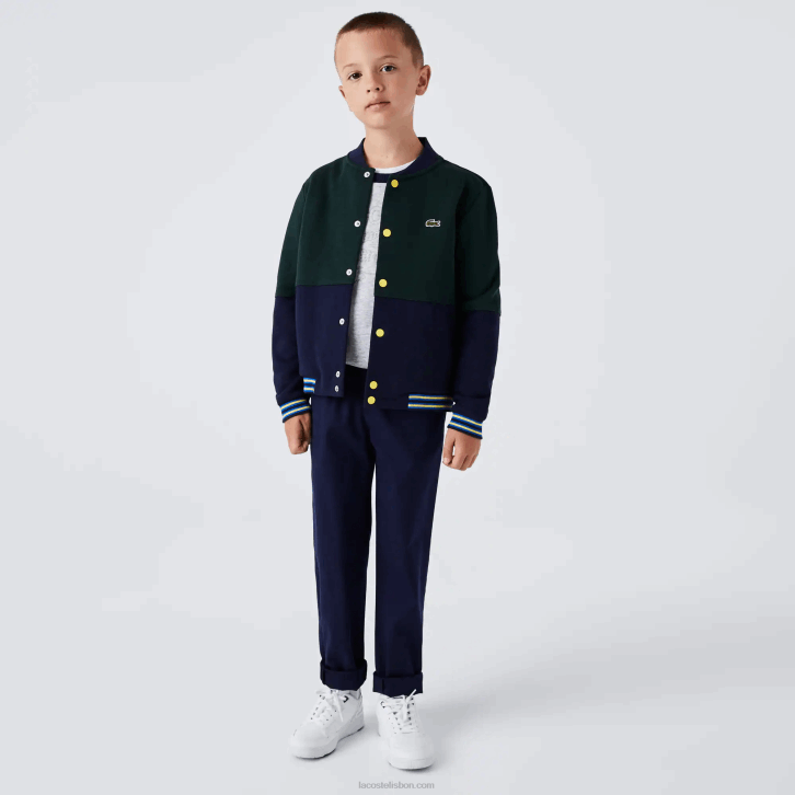 Rapazes Lacoste azul marinho 166 chino de gabardine de algodão elástico 08D03269