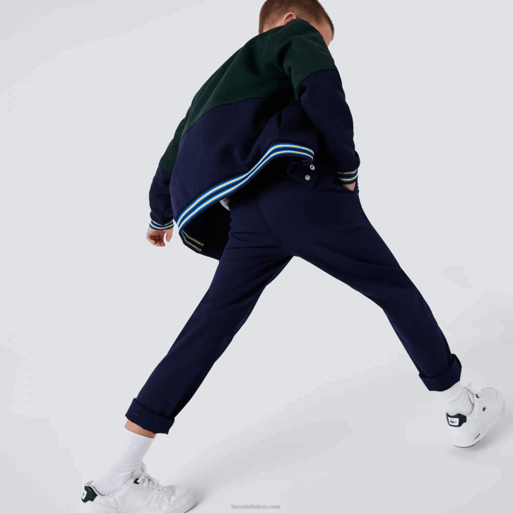 Rapazes Lacoste azul marinho 166 chino de gabardine de algodão elástico 08D03269