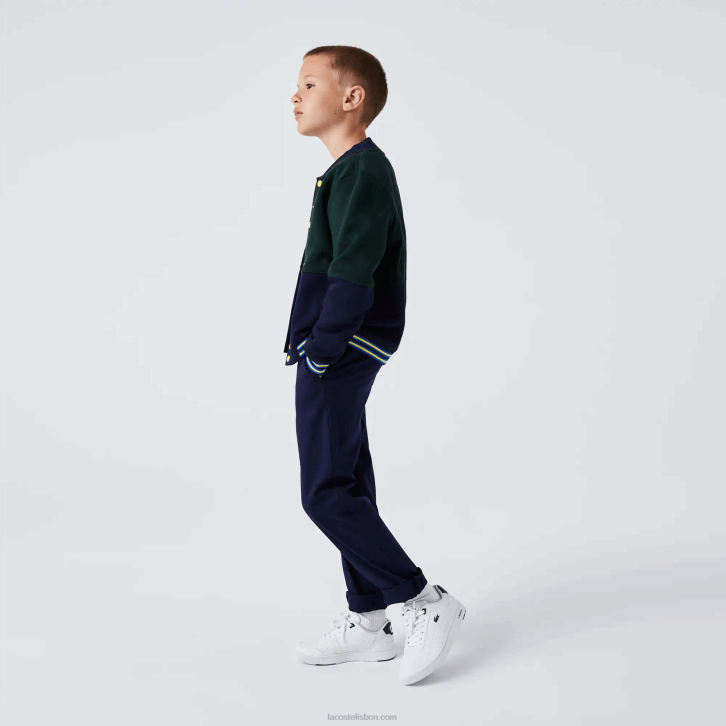 Rapazes Lacoste azul marinho 166 chino de gabardine de algodão elástico 08D03269