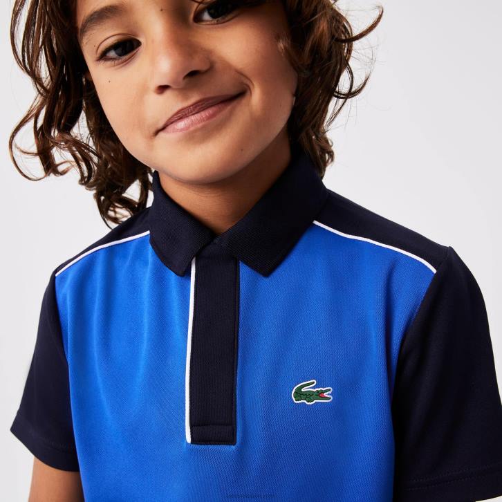 Rapazes Lacoste azul marinho 976 polo esportivo ultra-dry em piquê 08D03162