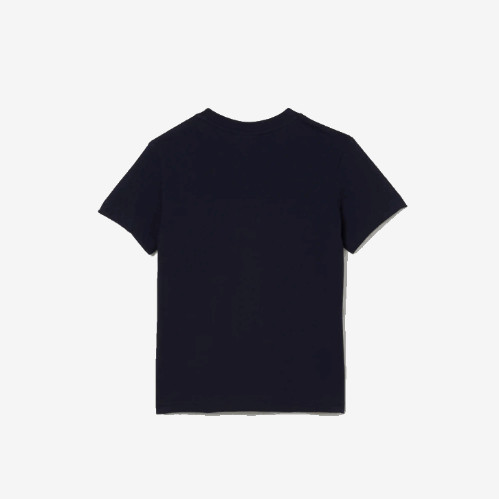 Rapazes Lacoste azul marinho branco vermelho lei camiseta de jérsei de algodão color block 08D03180