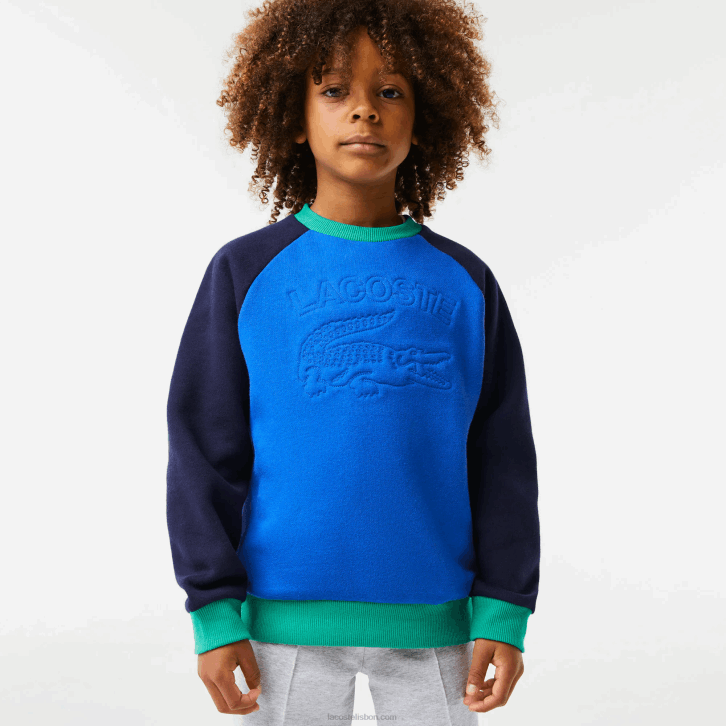 Rapazes Lacoste azul marinho verde 7w2 moletom color block de marca 08D03194