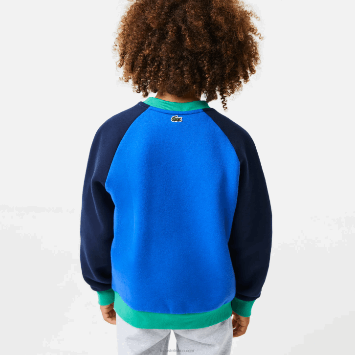 Rapazes Lacoste azul marinho verde 7w2 moletom color block de marca 08D03194