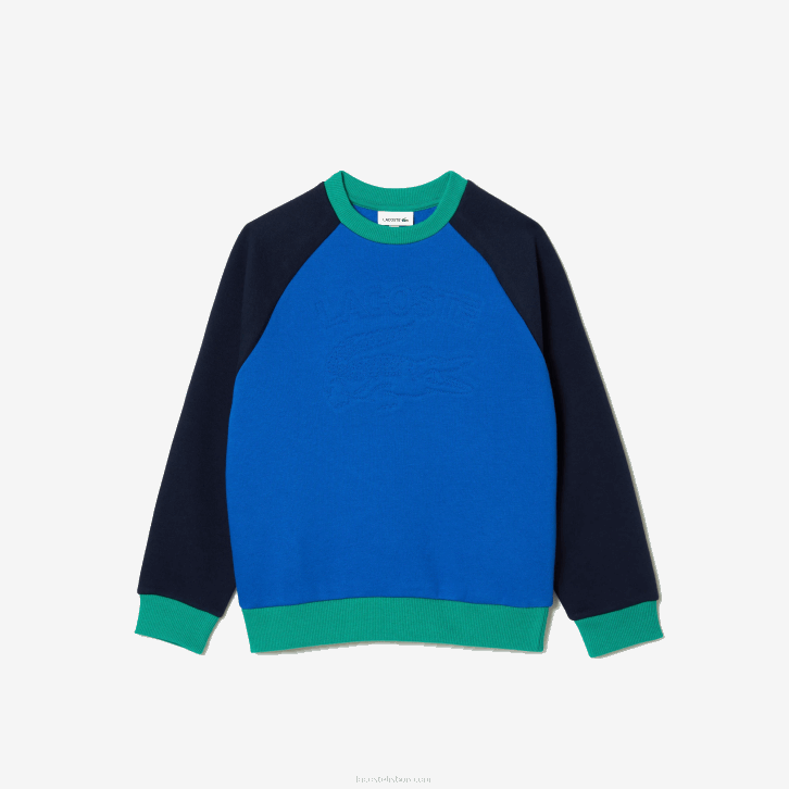 Rapazes Lacoste azul marinho verde 7w2 moletom color block de marca 08D03194