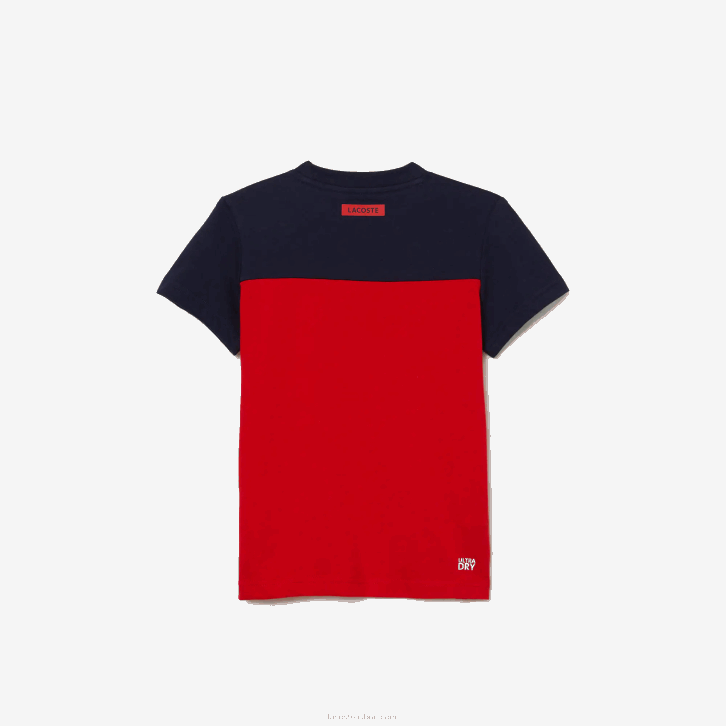 Rapazes Lacoste azul marinho vermelho 551 camiseta esportiva 08D03148