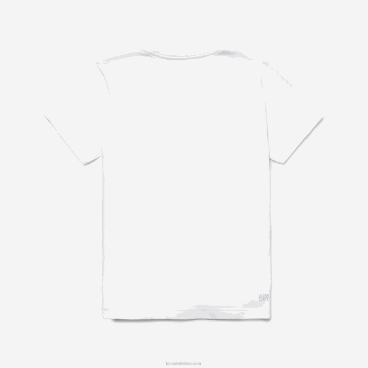Rapazes Lacoste branco 001 camiseta esportiva de mistura de algodão respirável 08D03027