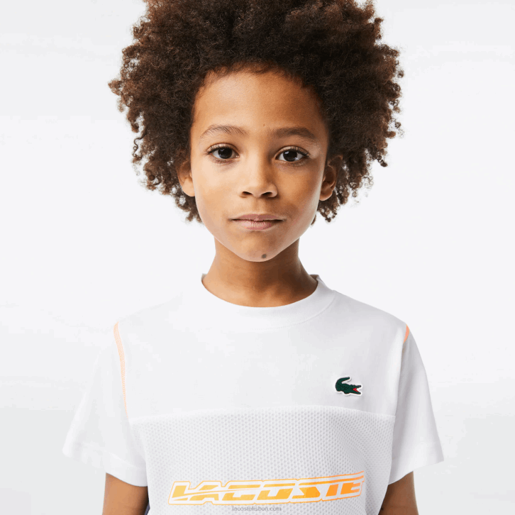 Rapazes Lacoste branco azul laranja wyi camiseta tênis x daniil medvedev 08D03005