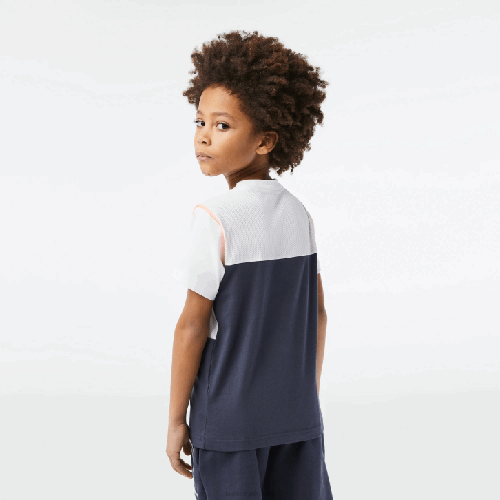 Rapazes Lacoste branco azul laranja wyi camiseta tênis x daniil medvedev 08D03005