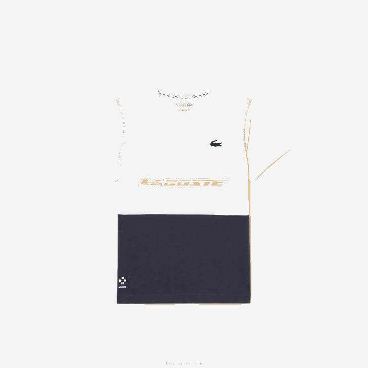 Rapazes Lacoste branco azul laranja wyi camiseta tênis x daniil medvedev 08D03005