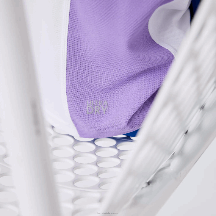 Rapazes Lacoste branco azul marinho roxo 6hu polo de tênis esporte regular fit detalhe em mesh 08D03168