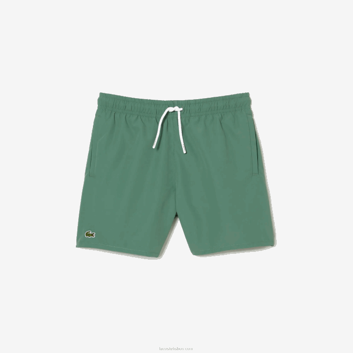 Rapazes Lacoste caqui verde wij calções de banho sólidos de secagem rápida 08D03105