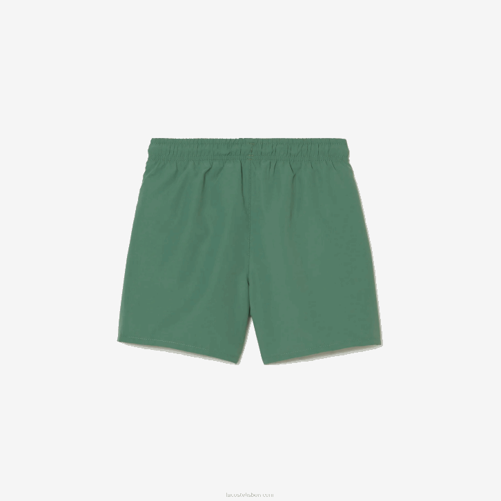 Rapazes Lacoste caqui verde wij calções de banho sólidos de secagem rápida 08D03105