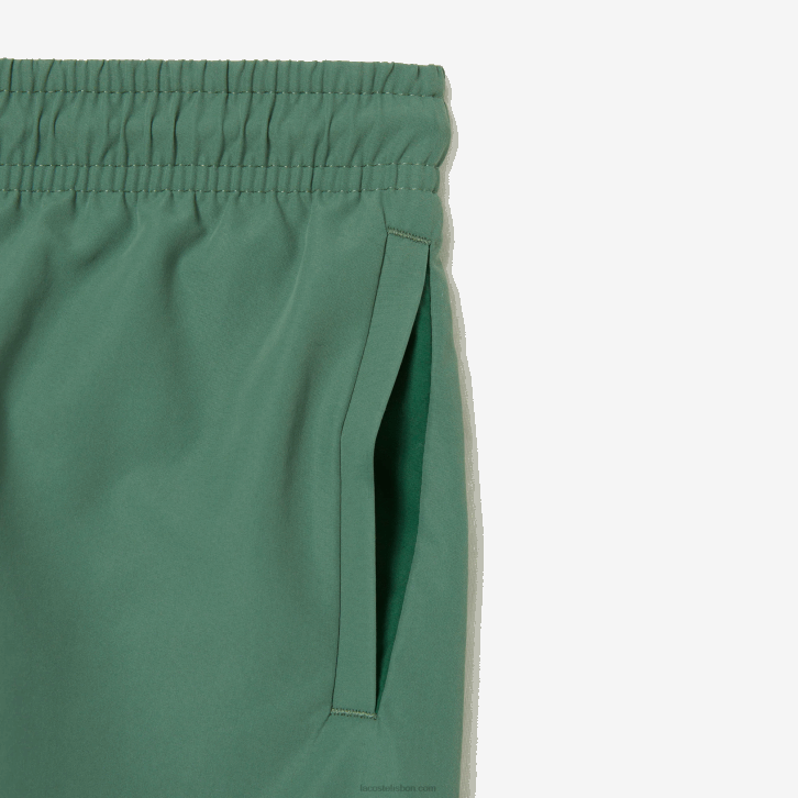 Rapazes Lacoste caqui verde wij calções de banho sólidos de secagem rápida 08D03105