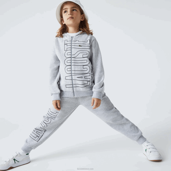 Rapazes Lacoste chine cinza cca moletom com capuz de marca 08D03184