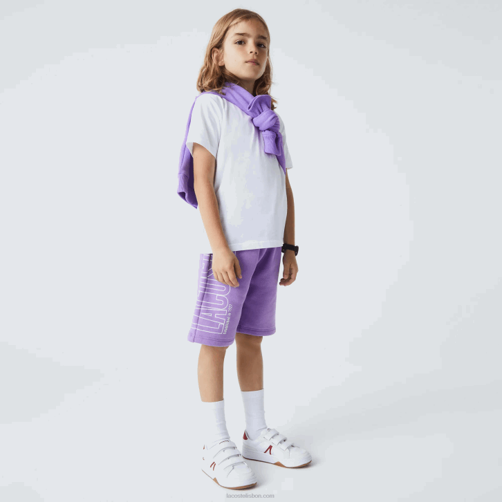 Rapazes Lacoste gfu roxo shorts de algodão orgânico de marca 08D03276