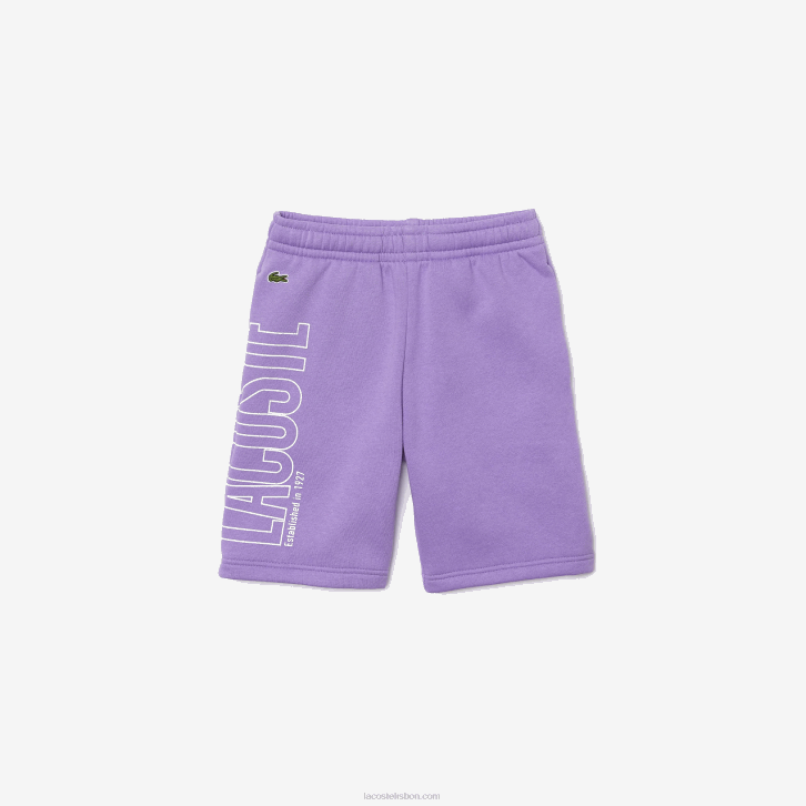 Rapazes Lacoste gfu roxo shorts de algodão orgânico de marca 08D03276