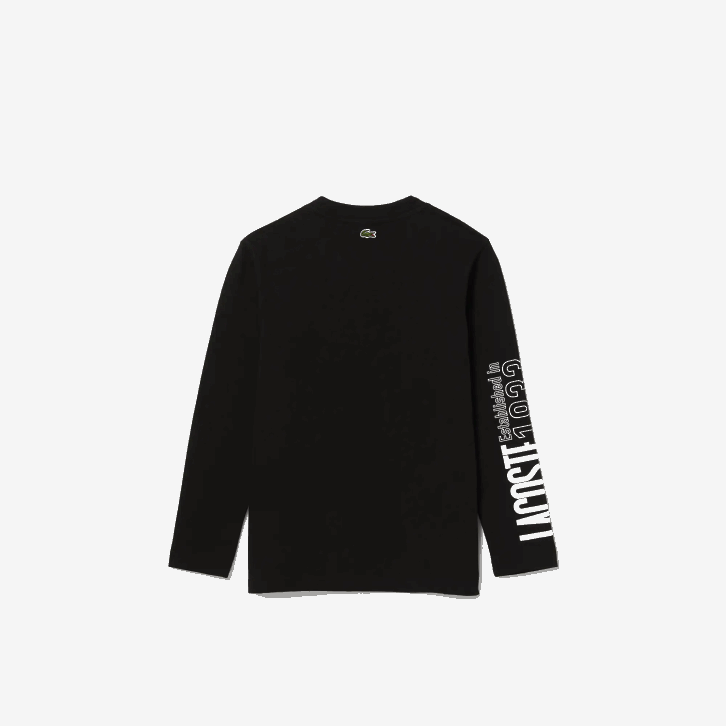 Rapazes Lacoste preto 031 camiseta com estampa de crocodilo 08D03160