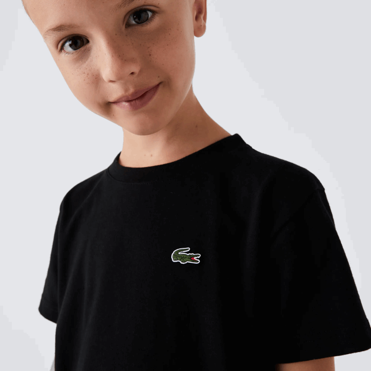 Rapazes Lacoste preto 031 camiseta esportiva de mistura de algodão respirável 08D03028