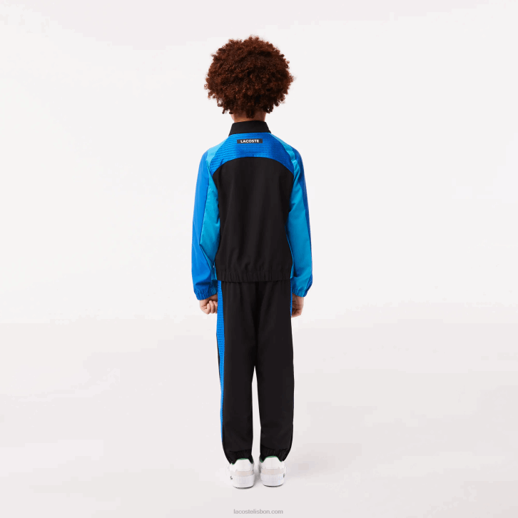 Rapazes Lacoste preto azul amarelo ayf conjunto de tênis colorblock jogger 08D03047