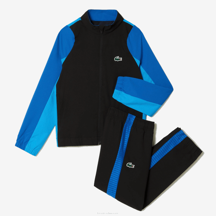 Rapazes Lacoste preto azul amarelo ayf conjunto de tênis colorblock jogger 08D03047