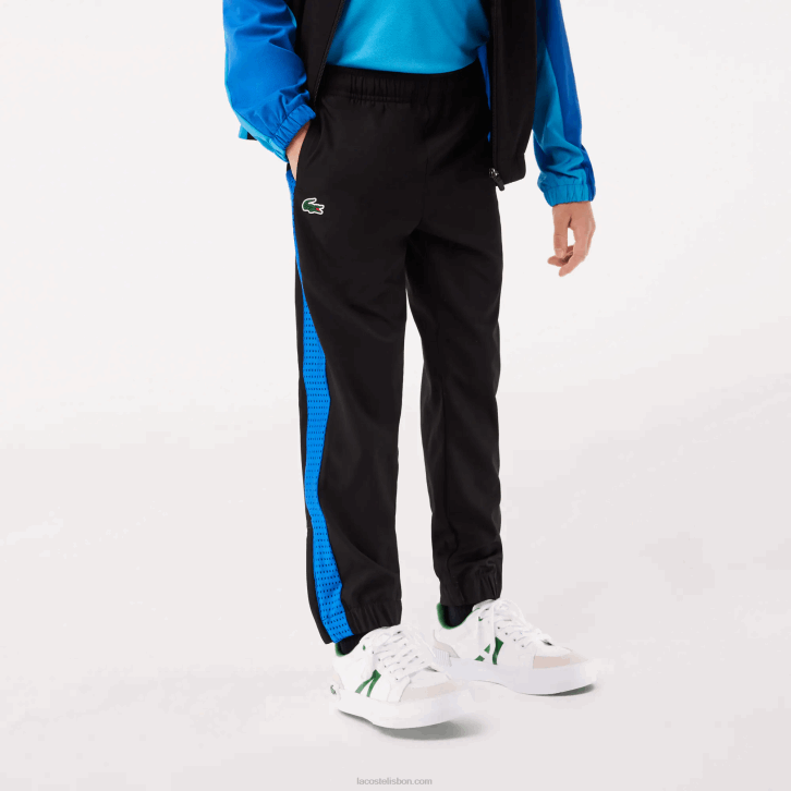 Rapazes Lacoste preto azul amarelo ayf conjunto de tênis colorblock jogger 08D03047