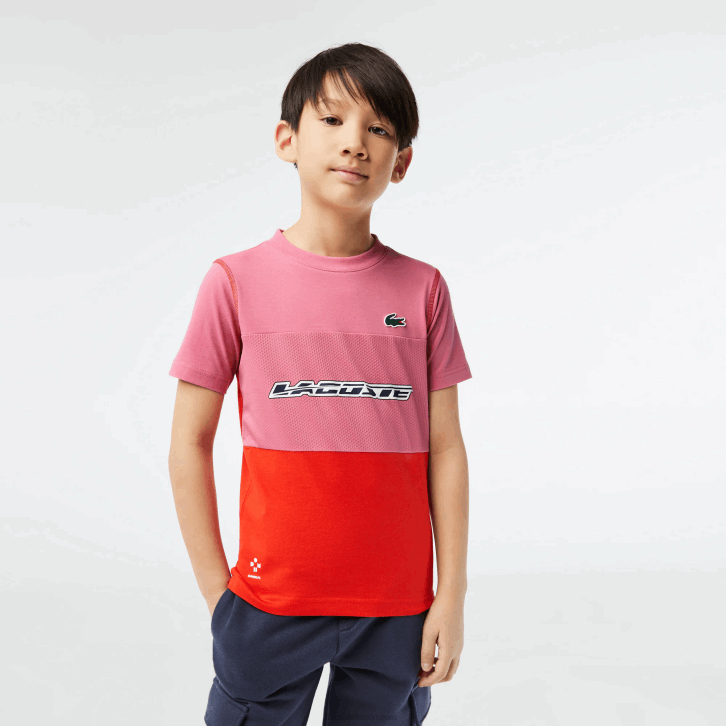 Rapazes Lacoste rosa vermelho azul c1y camiseta tênis x daniil medvedev 08D03004