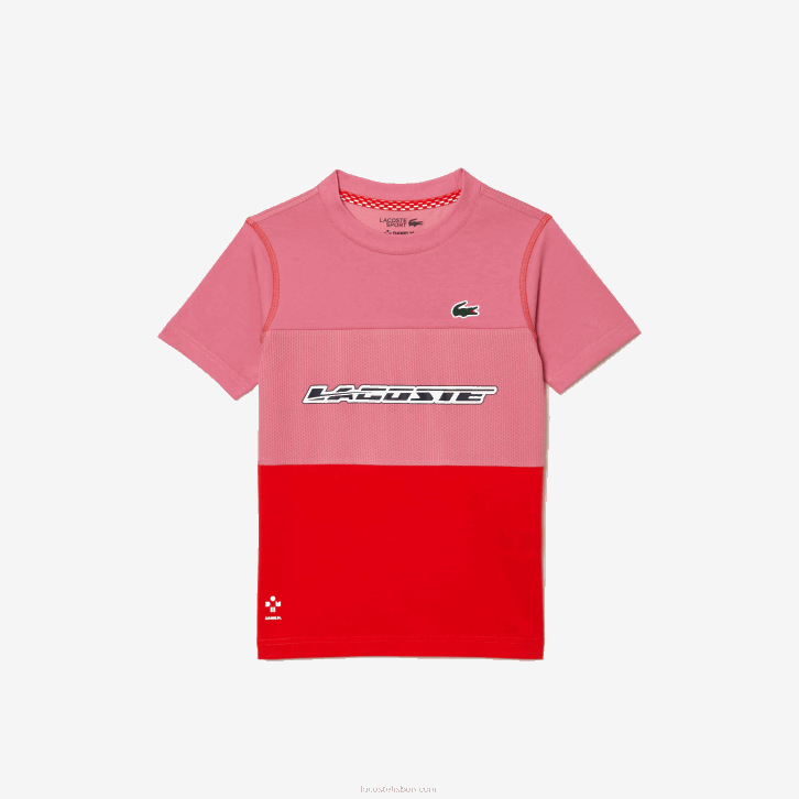 Rapazes Lacoste rosa vermelho azul c1y camiseta tênis x daniil medvedev 08D03004