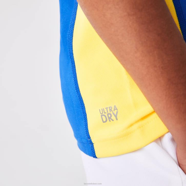 Rapazes Lacoste verde azul amarelo y31 polo de tênis esporte regular fit detalhe em mesh 08D03169