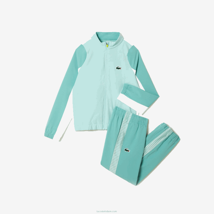 Rapazes Lacoste verde claro branco amarelo xia conjunto de tênis colorblock jogger 08D03046