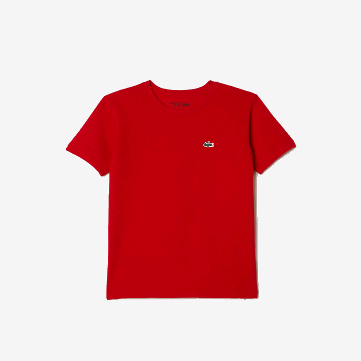 Rapazes Lacoste vermelho 240 camiseta esportiva de mistura de algodão respirável 08D03025