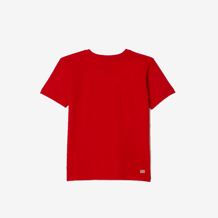 Rapazes Lacoste vermelho 240 camiseta esportiva de mistura de algodão respirável 08D03025