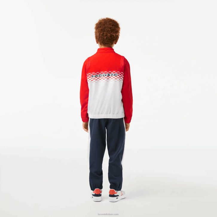 Rapazes Lacoste vermelho branco azul cf1 conjunto jogger tênis x daniil medvedev 08D03043