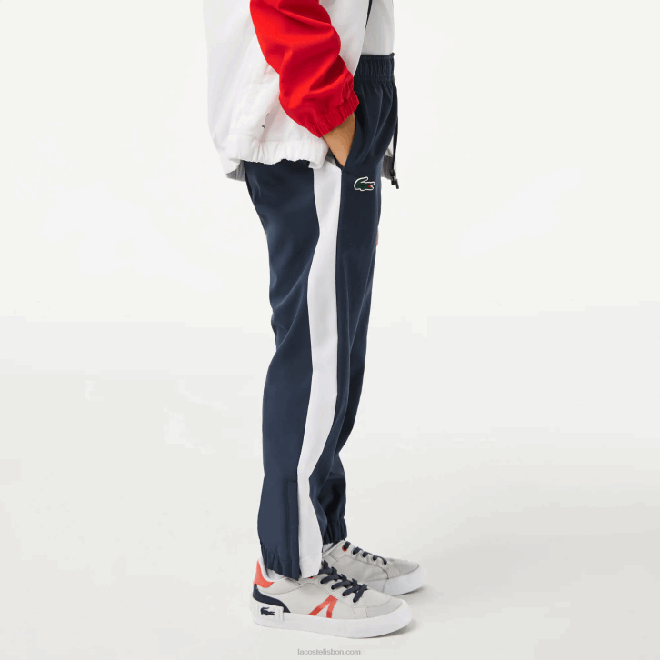 Rapazes Lacoste vermelho branco azul cf1 conjunto jogger tênis x daniil medvedev 08D03043