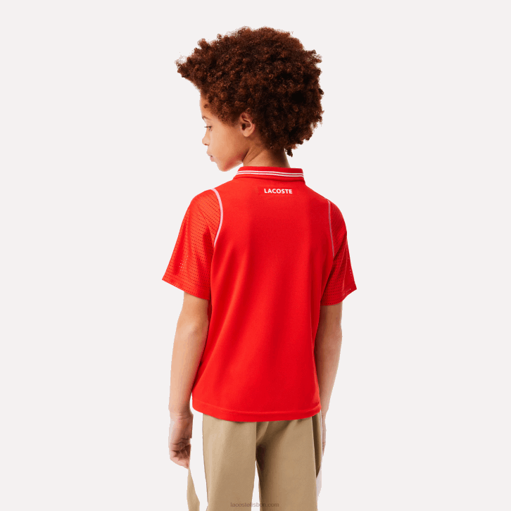 Rapazes Lacoste vermelho s5h tênis x daniil medvedev polo ultra seco 08D03012