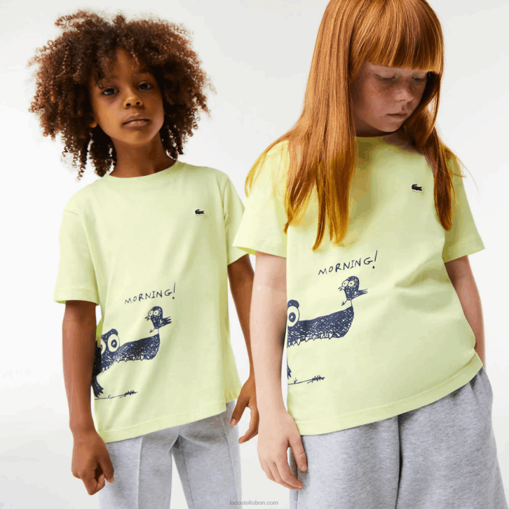 crianças Lacoste amarelo 6gd camiseta de algodão com estampa de crocodilo 08D03161